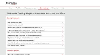 Shareview Dealing Help for Investment Account and ISAs