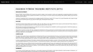 Fitness Training Institute, Fitness Mission Statement - Equinox