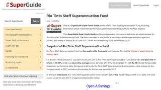 Rio Tinto Staff Superannuation Fund - Super Funds Guide