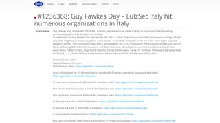 Guy Fawkes Day – LulzSec Italy hit numerous organizations in Italy