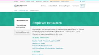 Employee Resources | Equitas Health