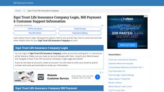Equi Trust Life Insurance Company Login, Bill Payment & Customer ...