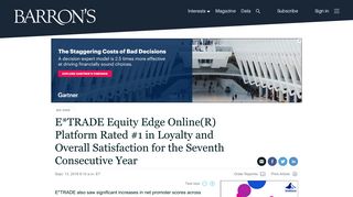 E*TRADE Equity Edge Online(R) Platform Rated #1 in Loyalty and ...