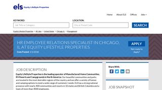 HR Employee Relations Specialist in Chicago, IL at Equity Lifestyle ...