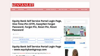 Equity Bank Self Service Portal Login Page - www.equitybankgroup.com