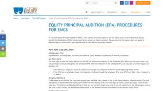 Equity Principal Audition (EPA) Procedures for EMCs · Actors' Equity ...