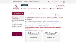 Online Check-in at ER | Gwinnett Medical Center