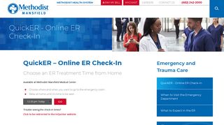 QuickER – Online ER Check-In - Methodist Mansfield Medical Center