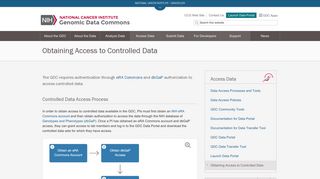 Obtaining Access to Controlled Data | NCI Genomic Data Commons
