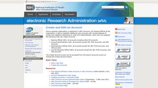 Create and Edit an Account | Electronic Research Administration (eRA)