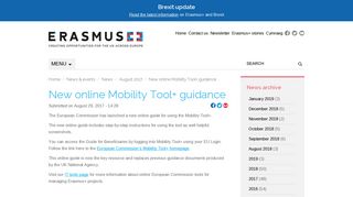 New online Mobility Tool+ guidance | Erasmus+