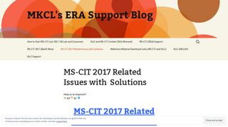 MS-CIT 2017 Related Issues with Solutions | MKCL's ERA Support Blog