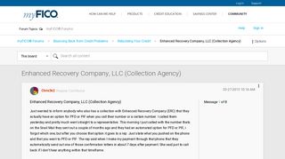 Enhanced Recovery Company, LLC (Collection Agency) - myFICO ...