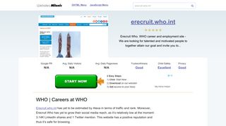 Erecruit.who.int website. WHO | Careers at WHO.