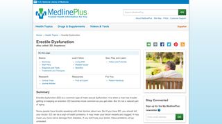 Erectile Dysfunction | ED | Impotence | MedlinePlus