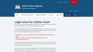 Login once for Online Court | NSW Online Registry
