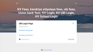 KV Fees, kendriya vidyalaya fees, ubi fees, Union bank fees, KV ...