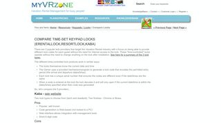 Compare time-set keypad locks (eRentalLock,ResortLock,Kaba ...