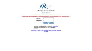 User Login - Mauritius Revenue Authority