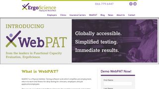 WebPAT - Physical Abilities Testing Software - ErgoScience