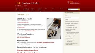 Contact Us | USC Student Health | USC