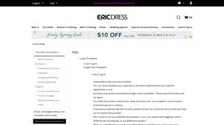 Log in Problems online help – Ericdress.com
