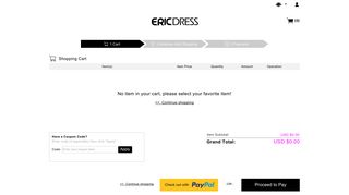My Shopping Cart on EricDress.com