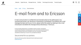 E-mail from and to Ericsson