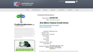 Routing Number 222383149 (Erie Metro Federal Credit Union)