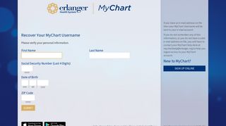 MyChart - Login Recovery Page - Erlanger