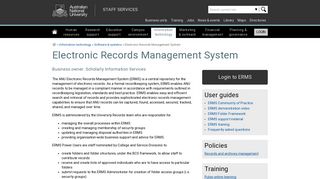 Electronic Records Management System - Staff Services - ANU