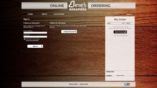Ernie's Online Ordering - Login