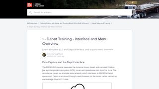 1 - Depot Training - Interface and Menu Overview | EROAD Help Center