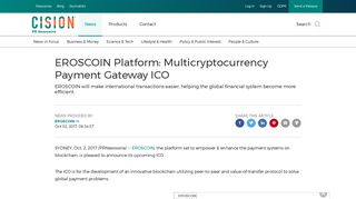 EROSCOIN Platform: Multicryptocurrency Payment Gateway ICO