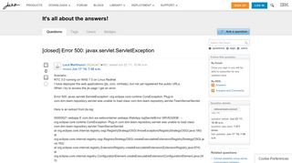 [closed] Error 500: javax.servlet.ServletException - Jazz Forum ...