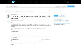 Unable to Login to SAP Build using my user ID and Password - SAP Q ...