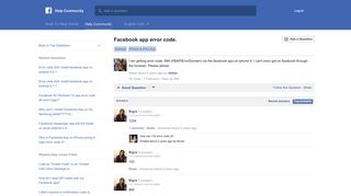 Facebook app error code. | Facebook Help Community | Facebook