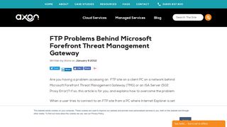 FTP Problems Behind Microsoft Forefront Threat Management Gateway