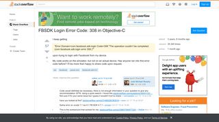 FBSDK Login Error Code: 308 in Objective-C - Stack Overflow