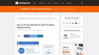 How to Fix the WordPress 429 Too Many Requests Error - WPBeginner