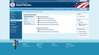 Rhode Island Board of Elections: Reporting Schedules