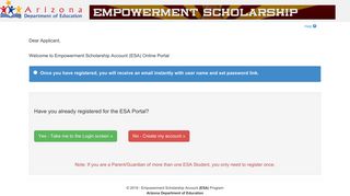 Registration Check Page - ESA Application