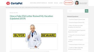 How a Fake ESA Letter Ruined My Vacation | CertaPet