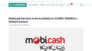 Mobicash Services to be Available on 12,000+ NADRA e-Sahulat ...