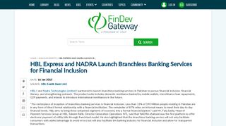 HBL Express and NADRA Launch Branchless Banking Services for ...