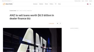 ANZ to sell loans worth $6.5 billion in dealer finance biz | Reuters