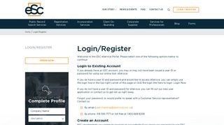 Login/Register - ESC Corporate Services