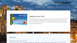 Topping up your Card | Escape Travel Card