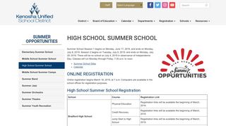 High School Summer School | Kenosha Unified School District