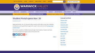 Student Portal opens Nov. 20 | Warwick Valley Central Schools